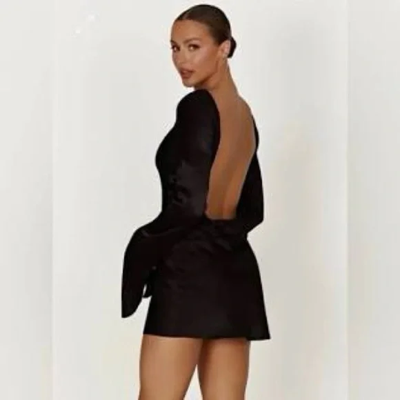 Meshki Davina Satin Long Sleeve Mini Dress - Picture 6 of 6